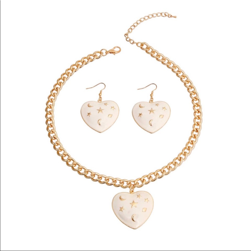 Moon & Star Necklace and Earring Set!